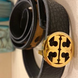 Tory Burch leopard print calf hair belt